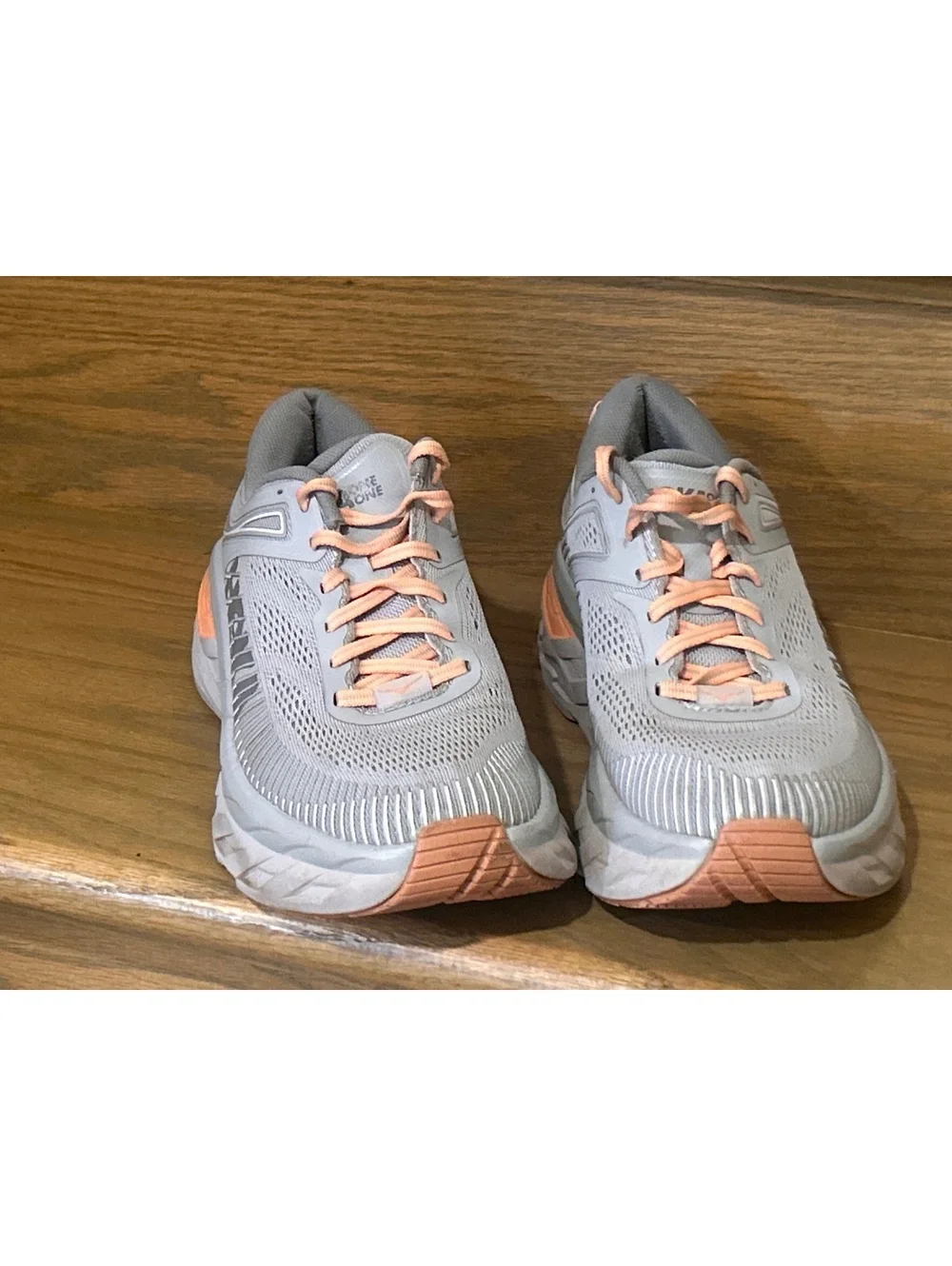 Hoka One One Women's Running Shoes Gray and Peach Size 9